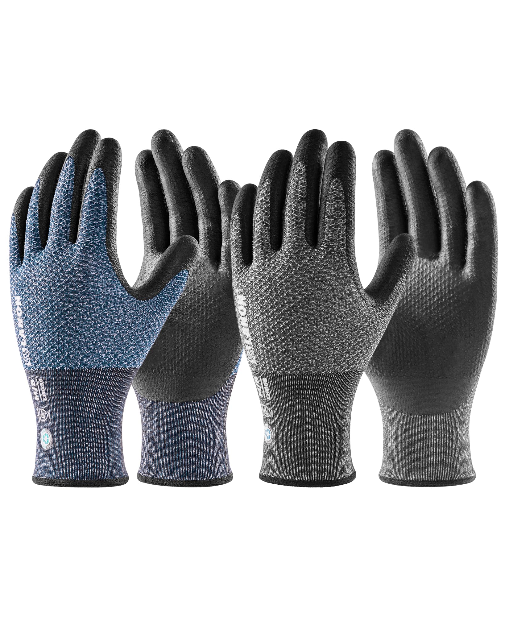 LANON Gardening Gloves for Women Men, 2 Pairs Nitrile Coated Garden Gloves with Grip, Breathable B.COMB AIR Technique, Dusty Olive & Bluebird, Medium