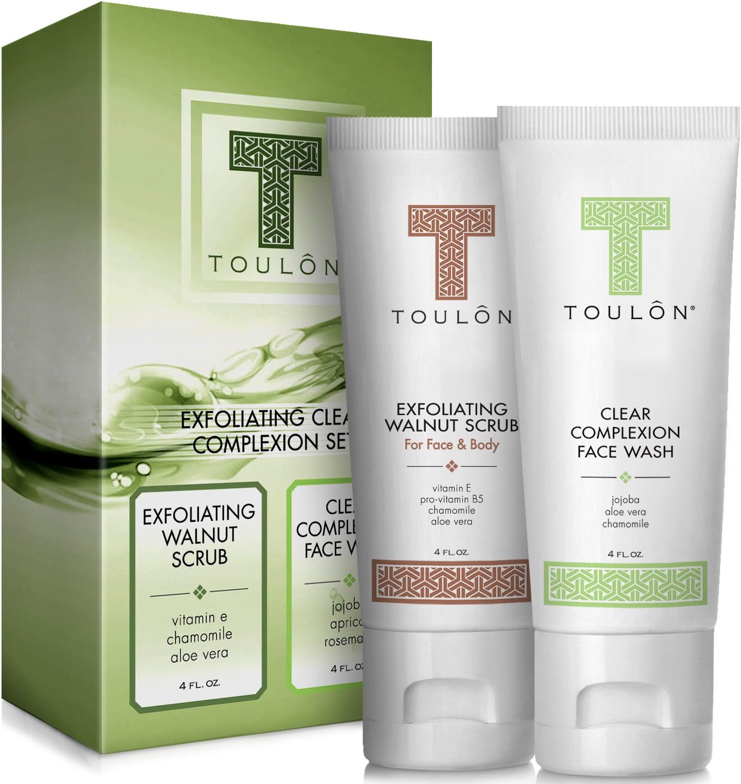 Acne Kit for Treatment and Repair of Skin - Acne Cleanser for Blemishes & Clear Complexion & Walnut Exfoliating Face Scrub to Rid Dead Skin, Reduce Acne & Wrinkles.