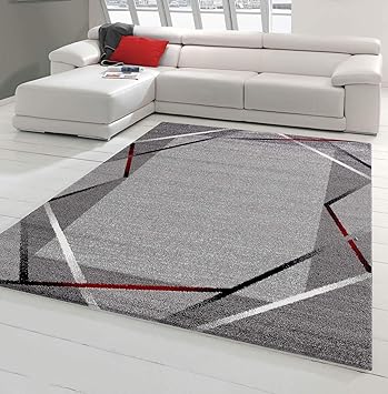 Tapis Rouge Noir Gris Tapis Salon Tapis Moderne Petit Extra