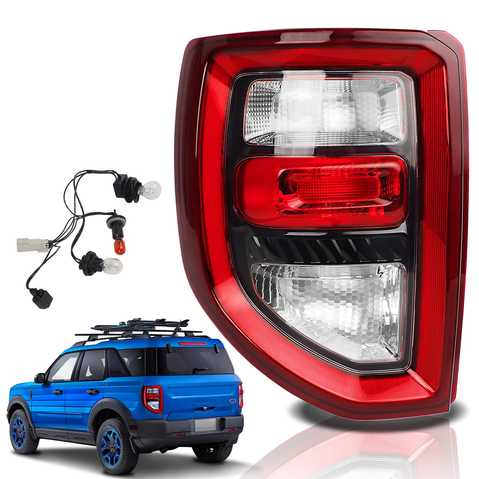 Photo 1 of Tail lights Compatible with 2021 2022 2023 2024 2025 Ford Bronco Sport Rear Lights Assemblies with New Bulbs OE Factory Style Halogen Model Tail Lamps Replace M1PZ13405A (Left Driver Side)