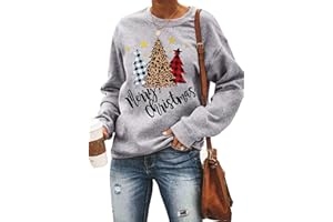 YI XIANG RAN Christmas Sweatshirts for Women Merry Christmas Plaid Pullover Sweatshirts Holiday Vacation Graphic Tees Tops