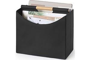 NEATEAM Magazine Holders, Foldable Magazine File Holder with Handle Magazine Rack Floor, Newspaper Magazine Storage, Book Bins File Folder for Home Office (Black)