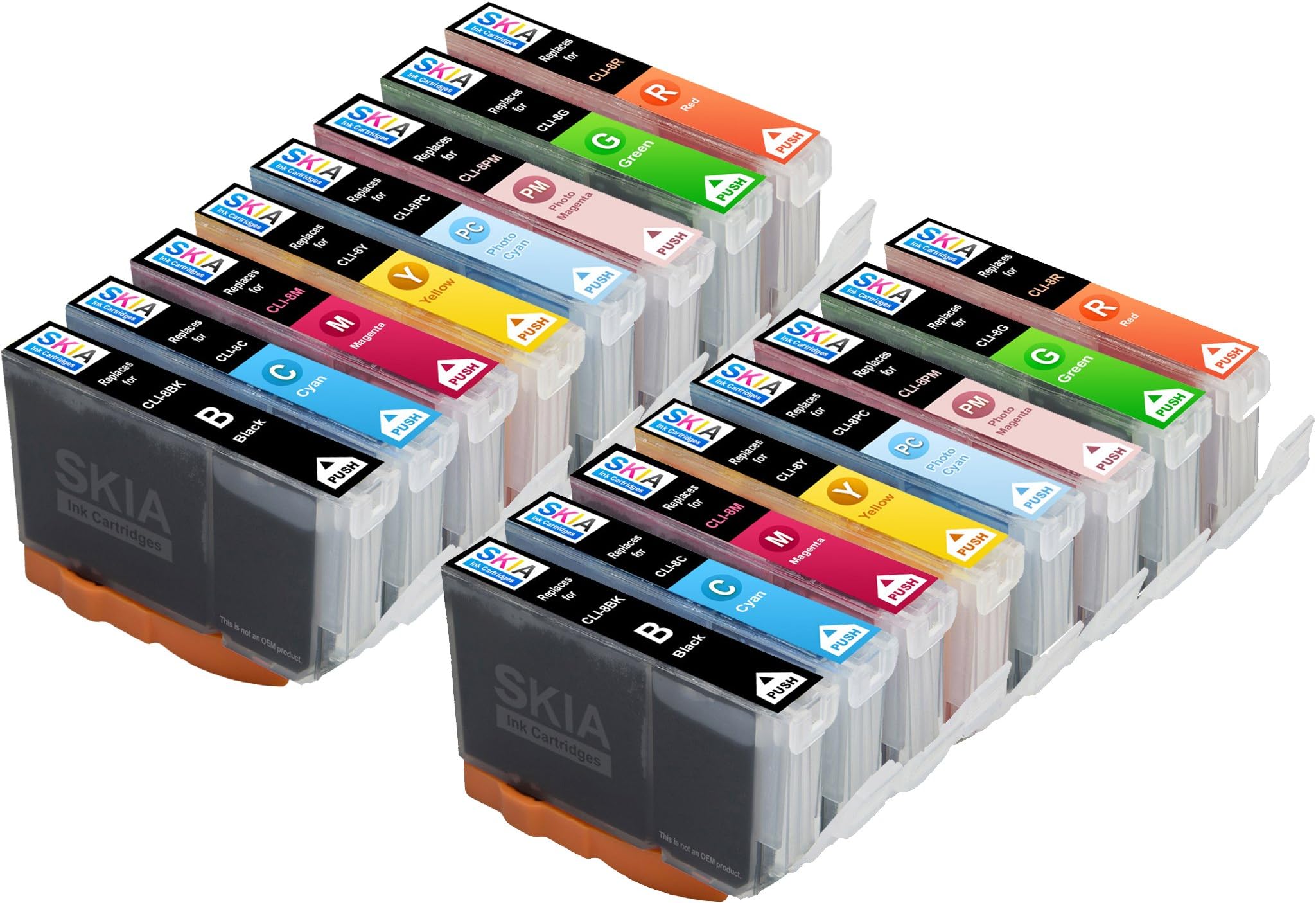 16 Pack Skia Ink Cartridges for Canon CLI-8 PGI-5 Pixma iP6600D Pixma iP6700D Pixma Pro 9000 Pixma Pro 9000 Mark II