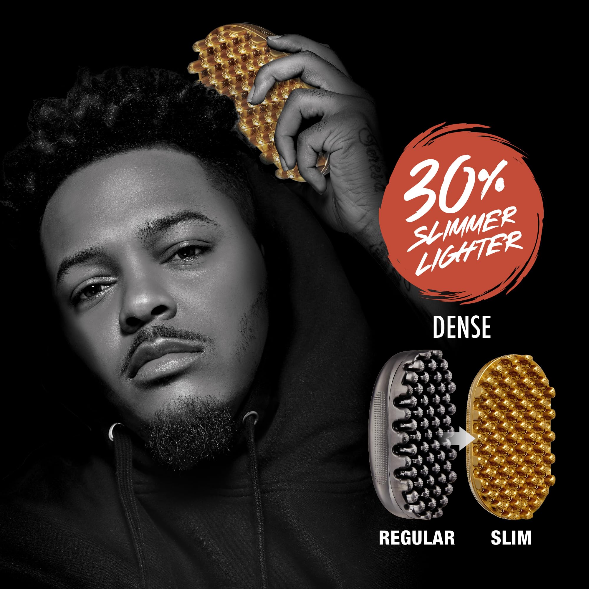 Red by Kiss Bow Wow X Twist King Luxury Twist Styler Washable and Durable Twist Brush for Afro Curl- Slim and Dense (Gold)