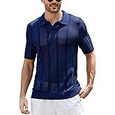 Kallspin Mens Cotton Polo Shirt Short Sleeve Knit Breathable Polo Casual Summer Golf Shirt Lightweight Top