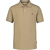 Nautica Boys' Short Sleeve Anchor Polo, Button Closure, Soft & Comfortable, Pique Fabric