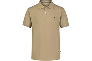 Nautica Boys' Short Sleeve Anchor Polo, Button Closure, Soft & Comfortable, Pique Fabric