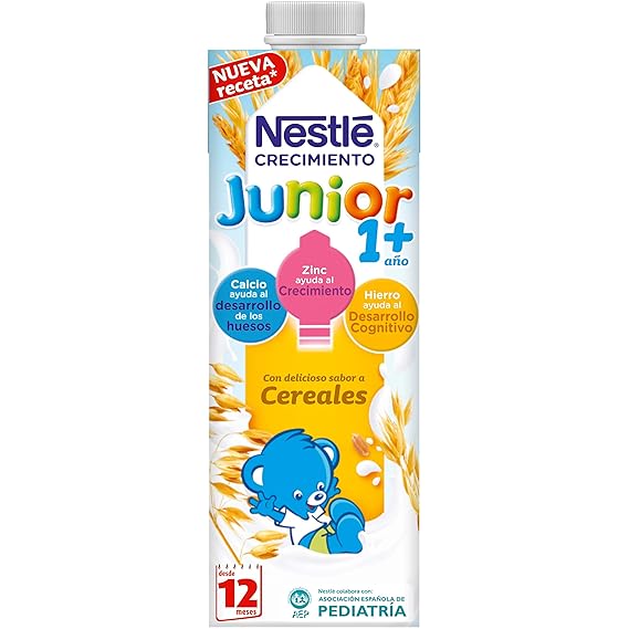 Nestlé Junior 1+ Cereales - Leche para niños a partir de 1 año - 6x1L