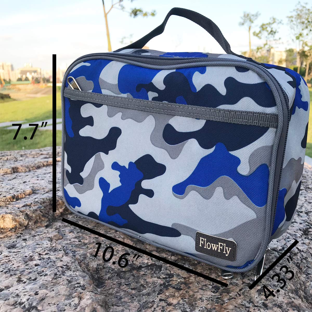 FlowFly FlowFly Kids Lunch box Insulated Soft Bag Mini Cooler Back to School Thermal Meal Tote Kit for Girls, Boys,Blue Camo