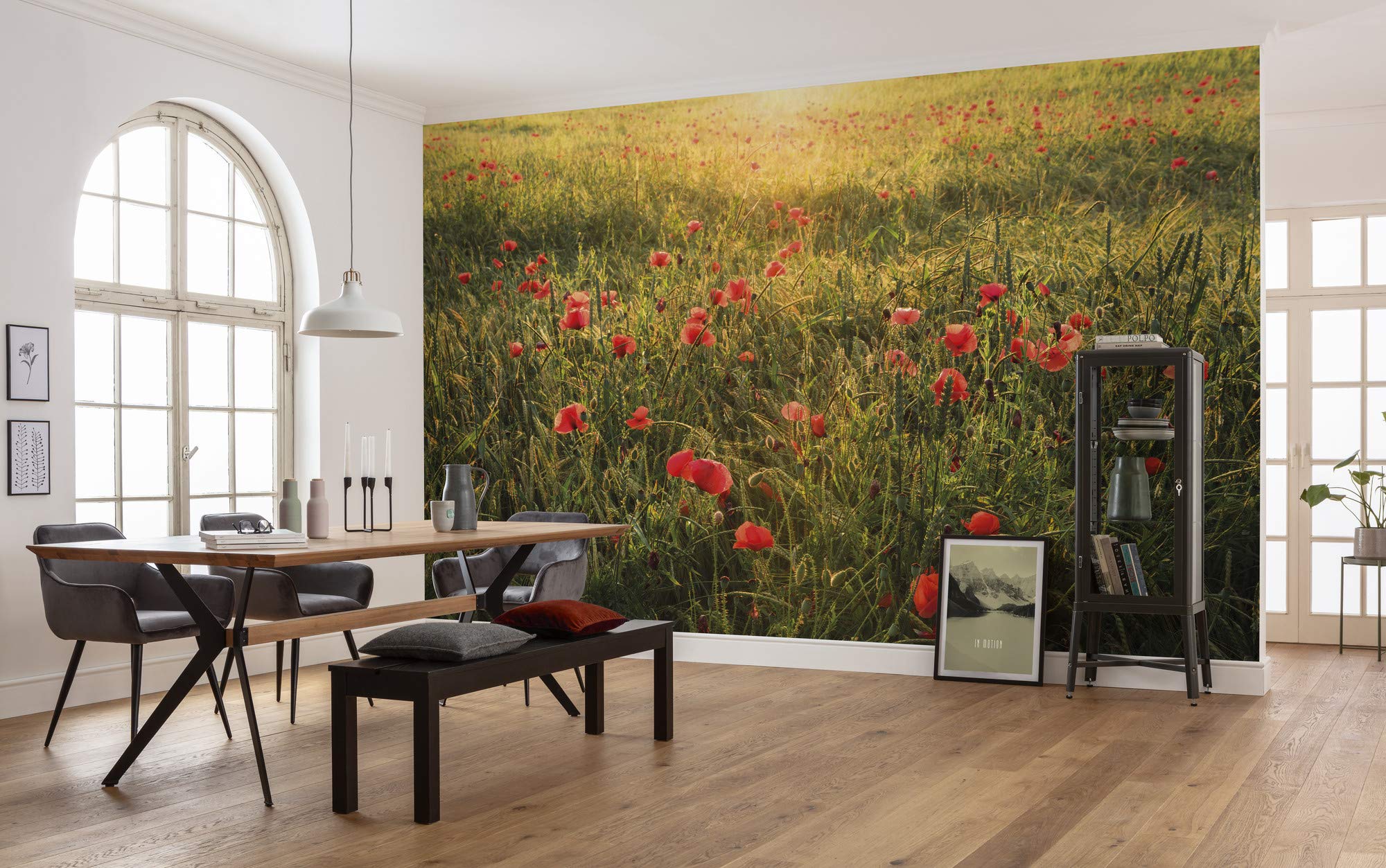 Komar SHX9-071 Non-Woven Photo Wallpaper Poppy World Design XXL Decoration Nature Landscape Bedroom Living Room Office Hallway Size 450 x 280 cm (Width x Height) Multi-Coloured