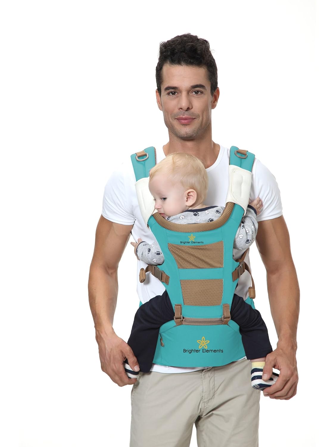 Brighter Elements Ergonomic Baby Carrier with Hip Seat – 5 Positions to Carry Your Newborn, Infant, or Toddler – Safe and Comfortable for Child and Moms, Dads – Great Baby Shower Gift : Baby