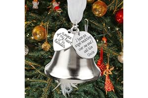 GLIGHTOR Loss of Uncle Memorial Ornament Larger Christmas Bell Sympathy Bereavement Gifts in Memory of Loved One A Piece of My Heart is in Heaven with Silk Ribbon & Red Gift Box