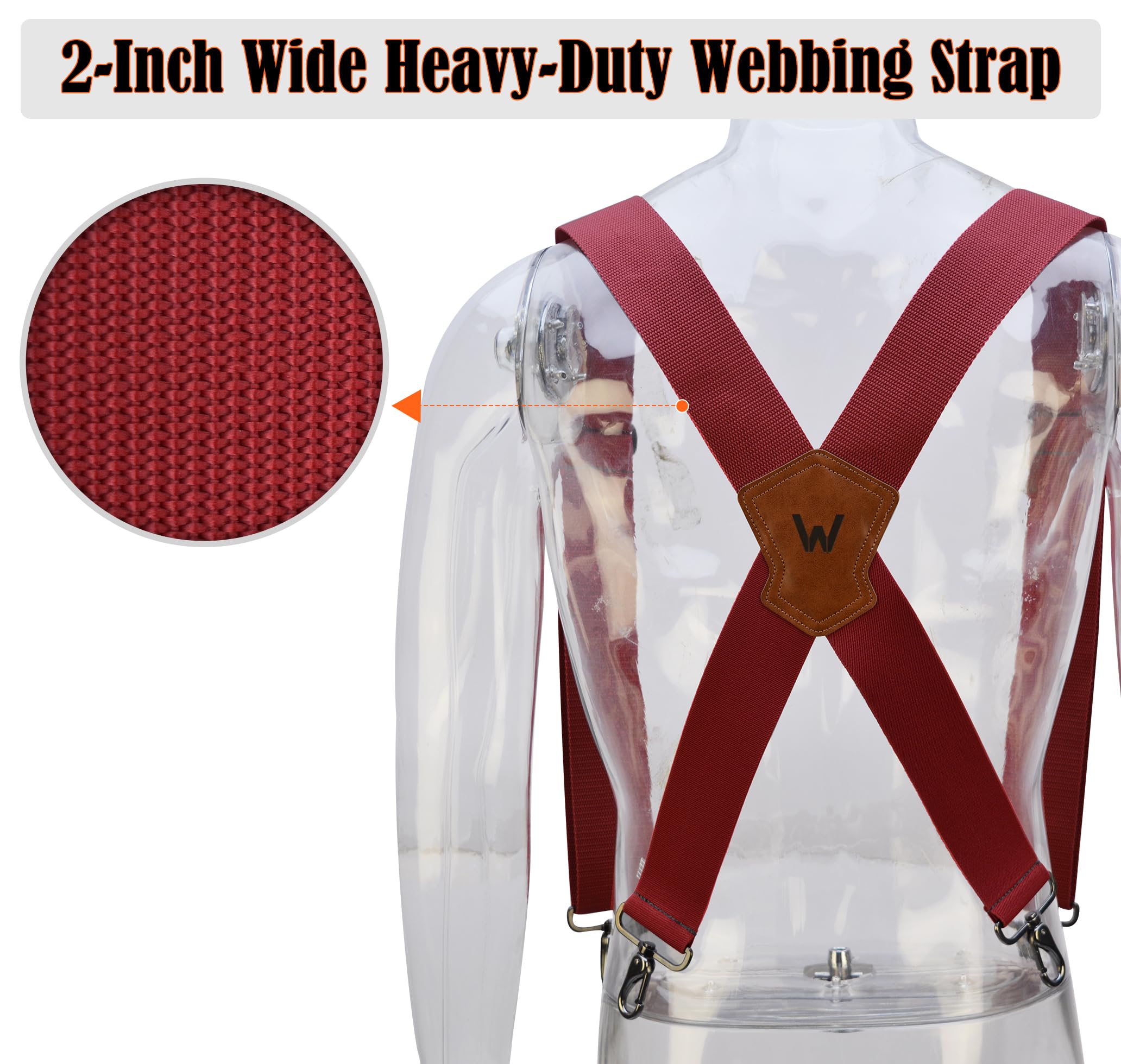 WELKINLAND 2Inch-Wide Heavy Duty Work Suspenders for Men