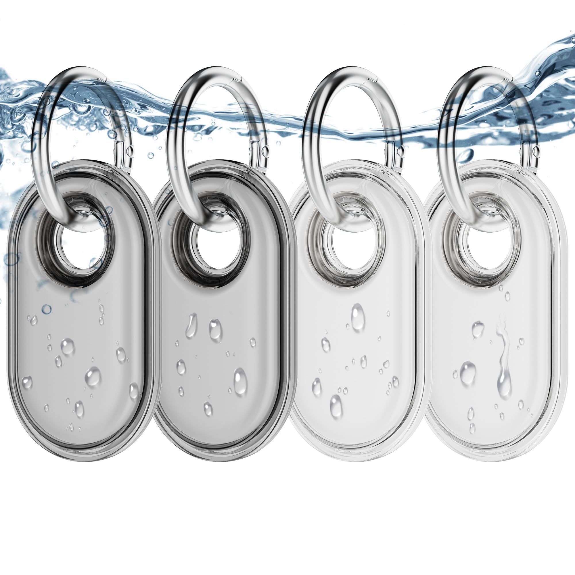 Photo 1 of 4-Pack for Samsung Smart tag 2 Case with Key Ring,Full-Body IPX8 Waterproof TPU Cover for Galaxy SmartTag2,Anti-Scratch Protective Holder for Backpacks/Car/Keys/Luggage/Pets(Black/Clear)