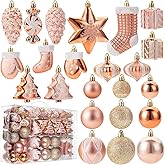 Mr. Pen Assorted Rose Gold Shatterproof Ornaments Set, 77 pcs, Bulk Ornaments for Tree