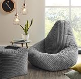 Beautiful Beanbags Jumbo Cord Beanbag Cube Pouffe Footstool Grey view 4