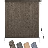 KELIXU Patio Shades Roll Up Outdoor Blind, 6’ W x 8’ H Cordless Sun Shade Privacy Screen with 90% UV Protection Exterior Roller Shade Cloth for Porch Pergola Backyard Windows Balcony, Mocha