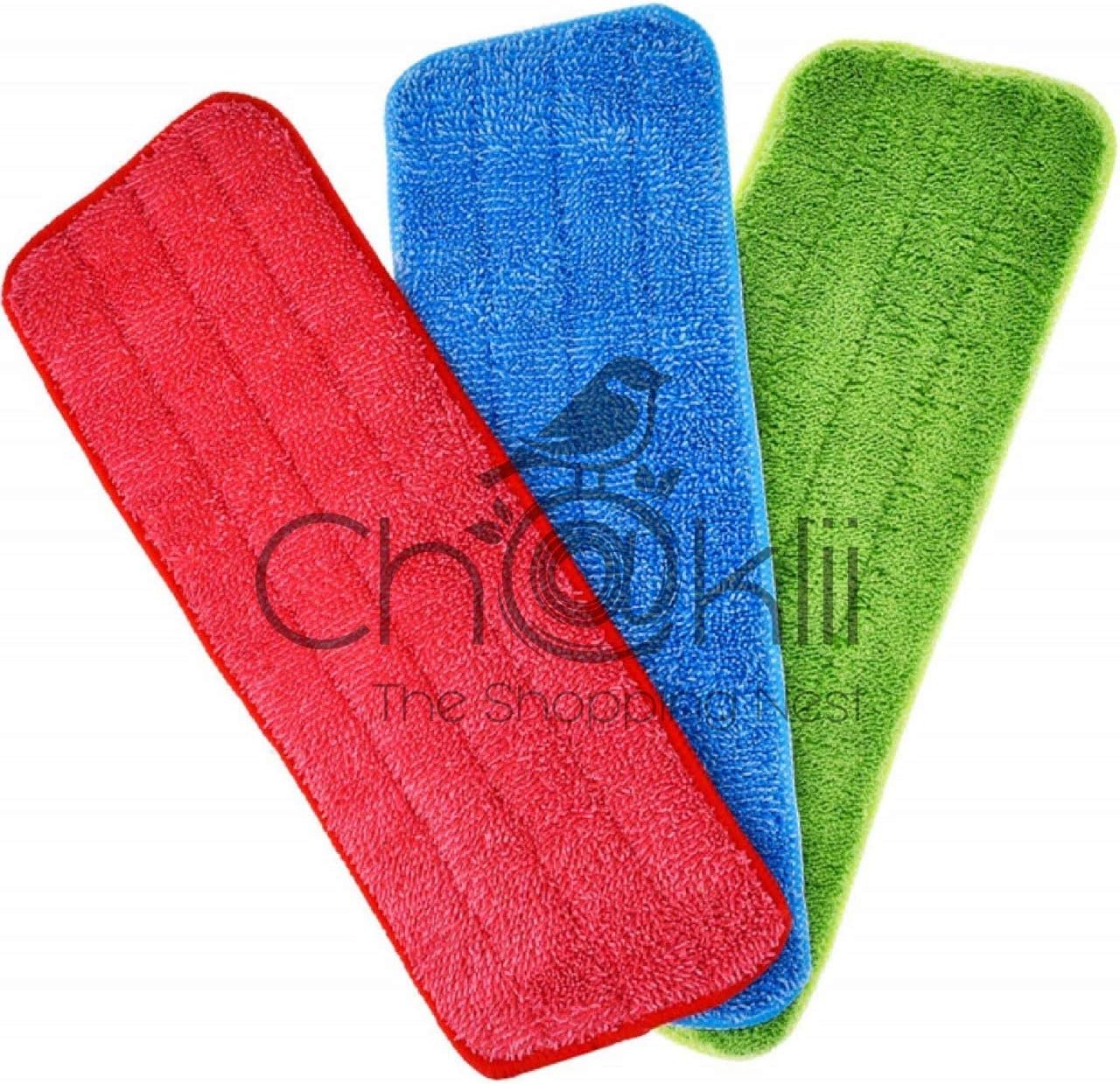 CHAKLII Wishpool Microfiber Spray Mop Replacement Head Pad (Colour As Per Availability) -Set of 3