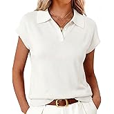 Arach&Cloz Women's Wool Blend Cap Sleeves Business Casual Summer Tops Sweater Vest Polo Shirts 2026