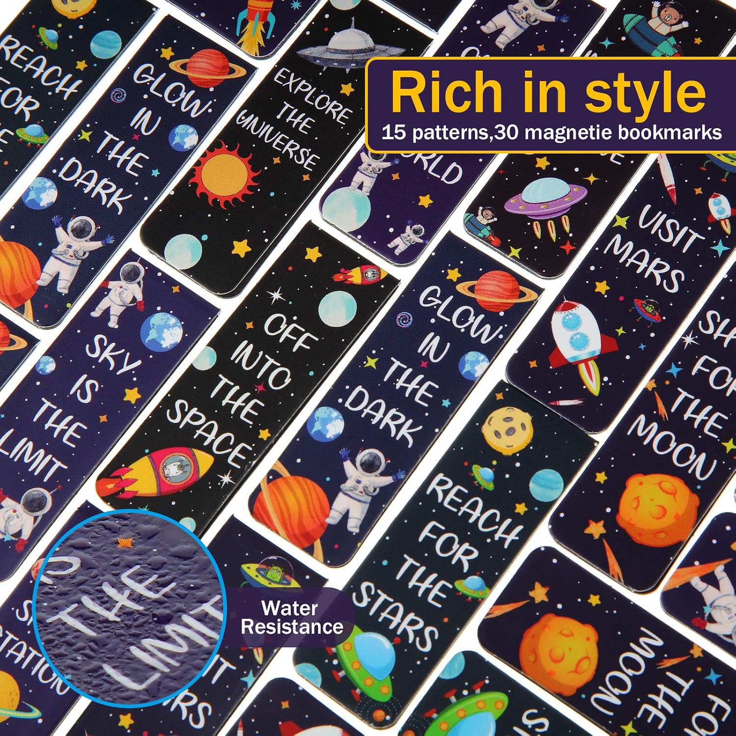 36 Pieces Magnetic Bookmarks Starry Sky Theme Magnet Page Markers Positive Magnet Page Clip Planet Book Marks for Students Teachers Reading School Home Office Supplies - Image 5