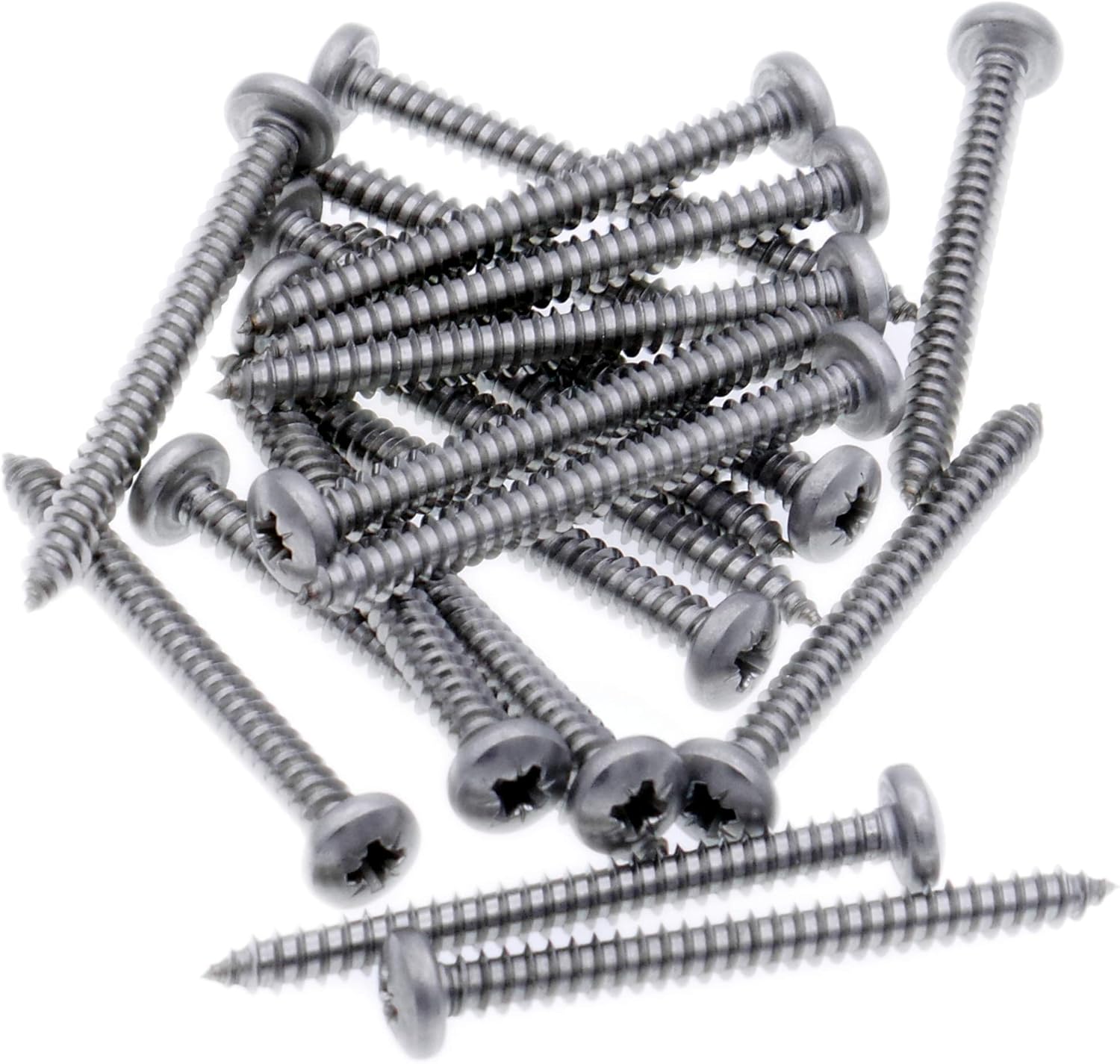 No.6 x 1 (3.5mm x 25mm) Pozi Pan Self-Tapping Screw - Stainless Steel (A2) (Pack of 20), 3.5x25 - A2(20)