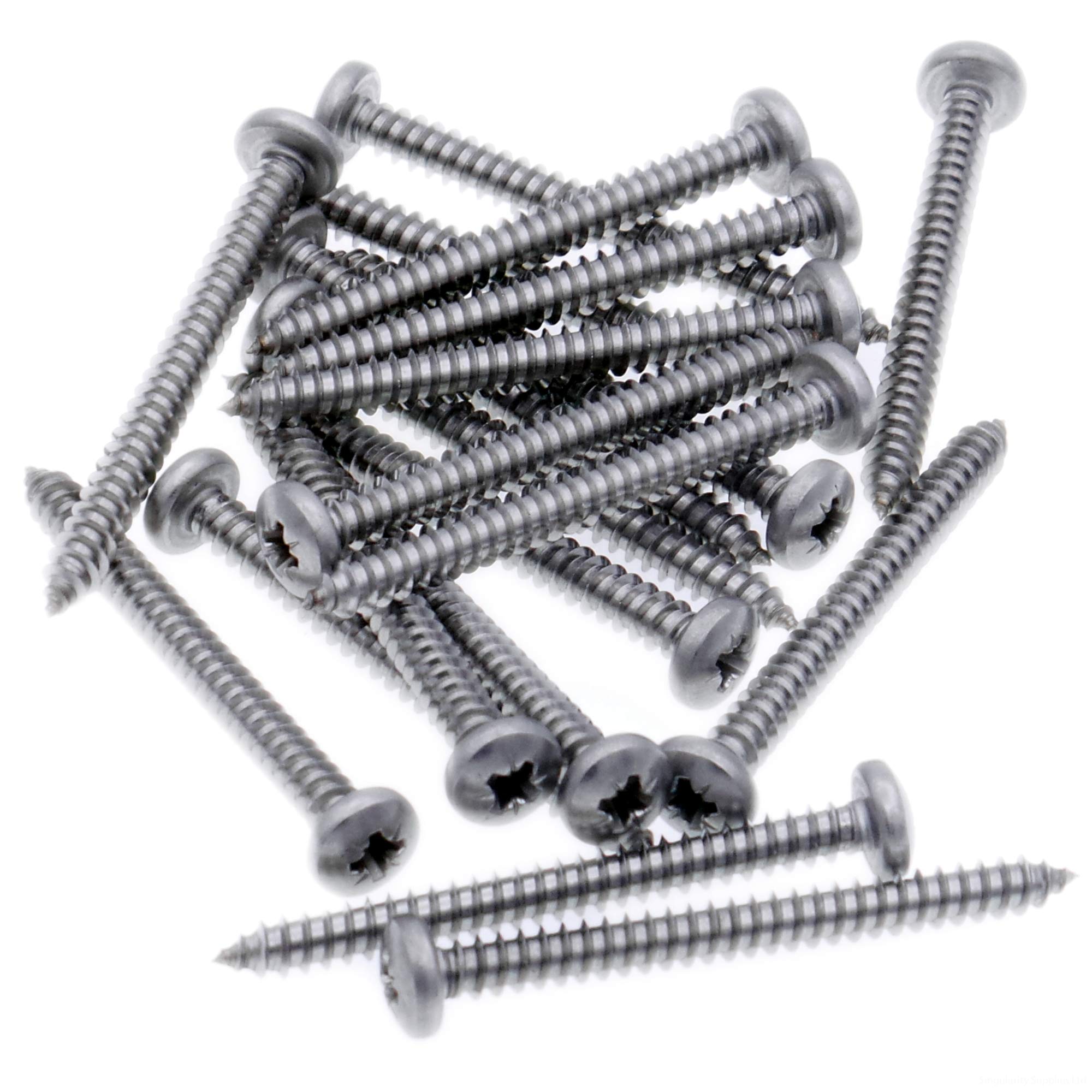 No.6 x 1 (3.5mm x 25mm) Pozi Pan Self-Tapping Screw - Stainless Steel (A2) (Pack of 20)