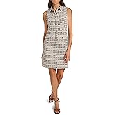 Calvin Klein Womens Sleeveless Collared Mini Tweed Shirtdress