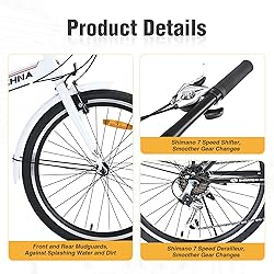 BALINGE 24" Folding City Bikes Steel Frame 7 Speed