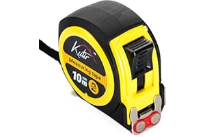 Kutir 33-Ft Tape Measure with Magnetic Hooks, Fraction Markings, Retractable, Both Side Ruler, Shock Absorbent Rubber Case