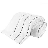 Luxury Cotton Towel Set- 2 Piece Bath Sheet Set Made From 100% Zero Twist Cotton- Quick Dry, Soft and Absorbent By Bedford Home (White / Black)