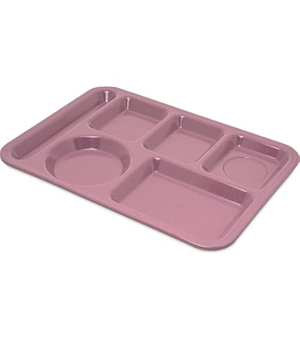 Carlisle 4398835 10" X 14" Cafe Blue Heavy Weight Melamine Right Hand 6 Compartment Tray