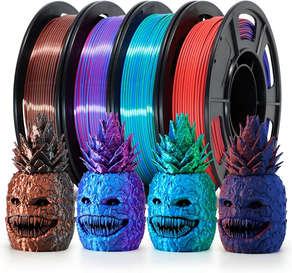 Eono Silk Dual Color PLA Filament 1.75mm 4×250g Bundle Multicolor