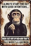 Monkey Decor Start With Funny Poster Sarcastic