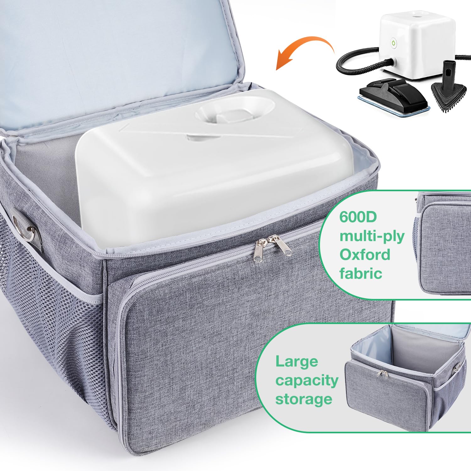 TXIYEAN Adjustable Compartments Carry Bag Compatible with Dupray Neat Steamer for Floors,Portable Steam Cleaner Storage Bag Household Hand Case with Extra Pockets（Case Only）