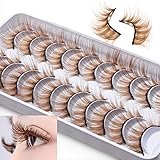 outopen 10 Pairs Brown Eyelashes Blonde Colored