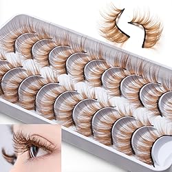 outopen 10 Pairs Brown Eyelashes Blonde Colored