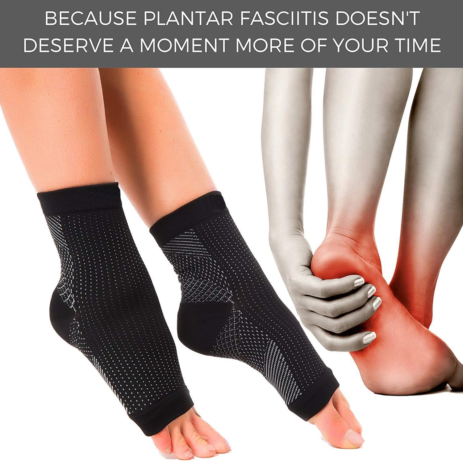 2 works Plantar Fasciitis Socks with Arch Support, Foot Care Compression Sleeve, Eases Swelling & Heel Spurs - Image 3