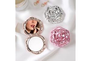 Double-Sided Pocket Compact Mini Makeup Mirrors,Portable Foldable Small Mirror (Pink)