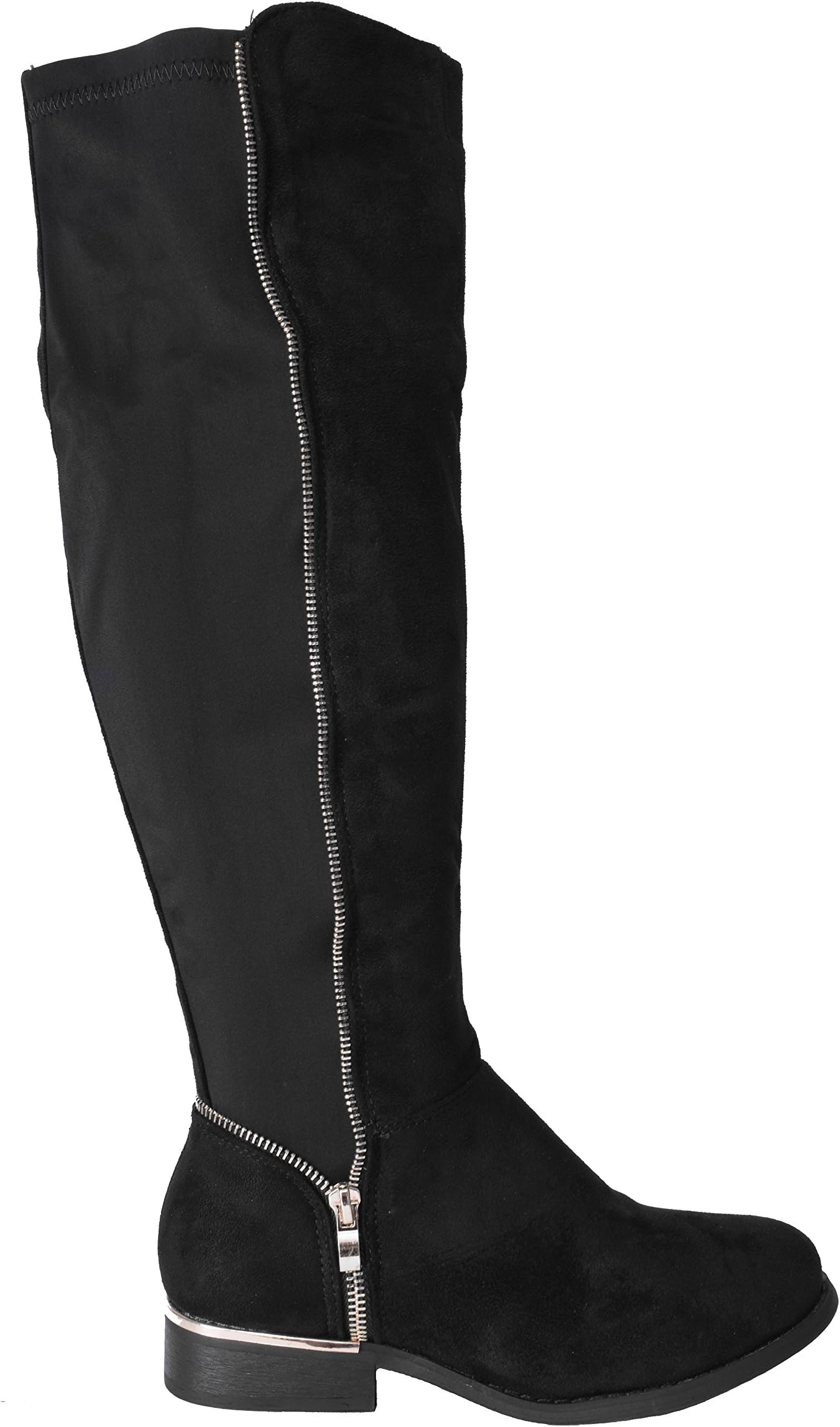 Garage Shoes Womens Ladies Flat Long Knee High Boot Zip Contrast Riding Equestrian Shoe Size
