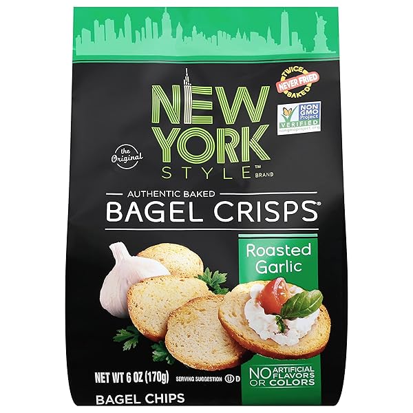 NEW YORK STYLE BAGEL CRISPS, GARLIC, 6 OUNCE