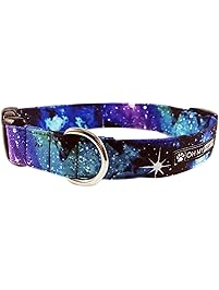 Hand Made Dog Collar - Galaxy Print Collar for Pets Size Large 1" and Wide 15-23" Long by Oh My Paw'd