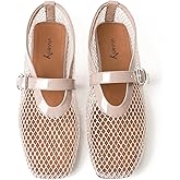 vivianly Mesh Ballet Flats Shoes for Women Flats Comfortable Dressy Round Toe Mesh Flats Fishnet Mary Jane Flats for Events Party Leisure