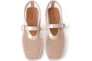 vivianly Mesh Ballet Flats Shoes for Women Flats Comfortable Dressy Round Toe Mesh Flats Fishnet Mary Jane Flats for Events Party Leisure
