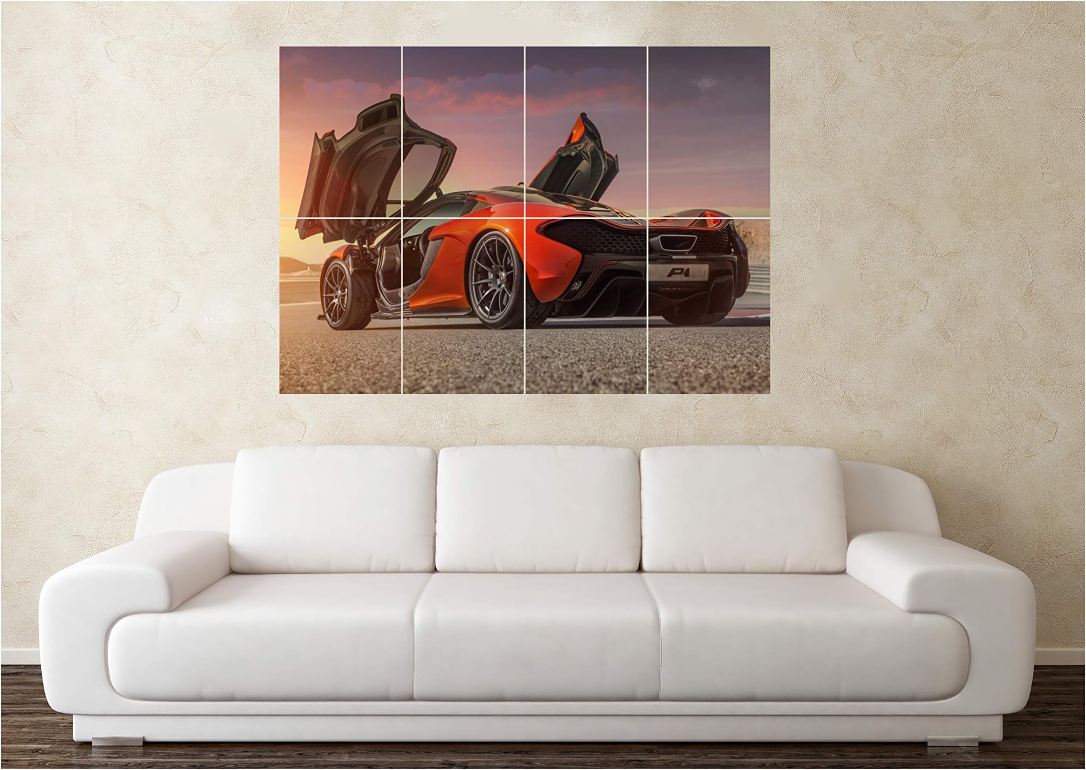 Large Orange P1 Supercar Sports Car Wall Poster Art Picture Print Power Racing Speed Sunset Christmas Birthday Present Gift