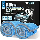 TTRCB 2 Pack Car Drying Towels (48" x 24"), Extra Large Microfiber Towels for Cars, 1400 GSM Ultra-Absorbent, Streak Free, Double Twisted-Loop Drying Towels Car Detailing for SUV, RV, Trucks