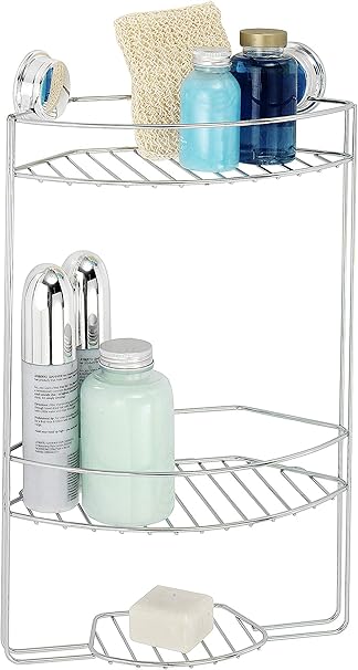 Croydex Twist N Lock Plus Suction Or Screw Fix 3 Tier Basket Silver Amazon Co Uk Kitchen Home