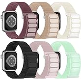 6 Pack Sport Nylon Loop Band Compatible with Apple Watch Band 38mm 40mm 41mm 42mm 44mm 45mm 46mm 49mm for Women Men, Adjustable Breathable Braided Straps for iWatch Series 11/10/9/8/7/6/5/4/3/SE/Ultra