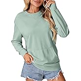 OPOIPIN Women's Crew Neck Casual Long Sleeve with Pocket Sweatshirt Pullover Tops