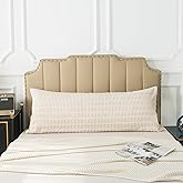 KAIANG Pack of 1 Corduroy Soft Soild Decorative Square Body Pillow Covers Set Cushion Cases Pillowcases for Sofa Bedroom 20 x 54 Inch 51 x 137 cm (Body Size, Beige White)