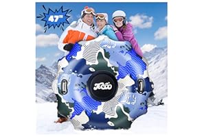 JECOO Snow Tube, Heavy Duty Inflatable Snow Tube for Toddler/Kids and Adults, Thick Cold-Resistant Material with Tow Strap and Reinforced Handles, Winter Toys for Outdoor Snow Sledding